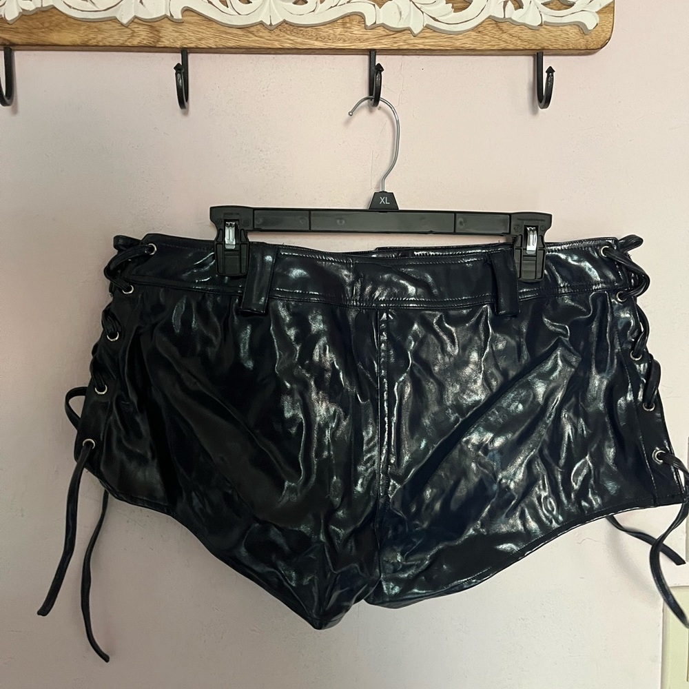 Fashion Nova Shiny Black High Waist Shorts